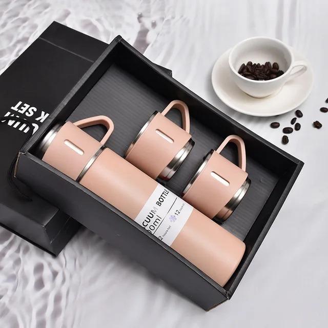 3 Pcs Durable Stainless Steel Vacuum Flask Set – Compact Design for Everyday Use