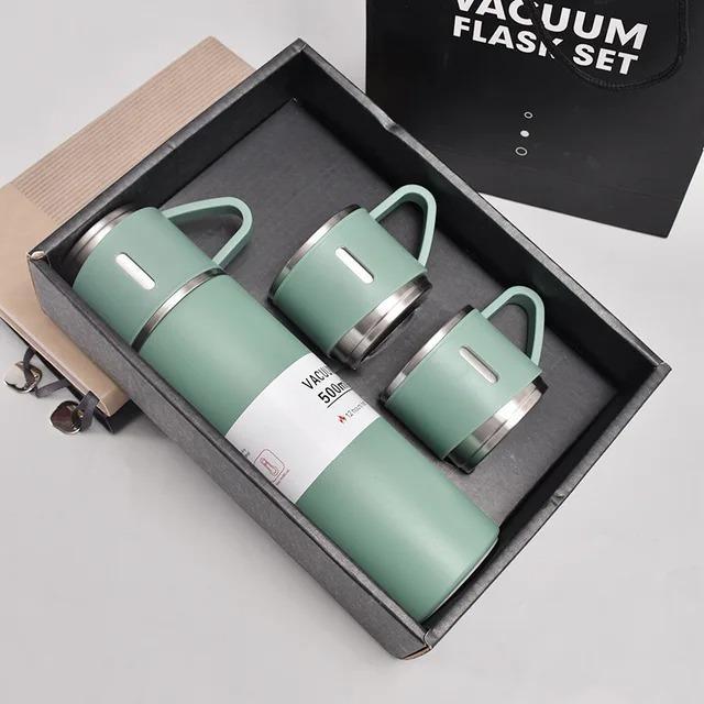 3 Pcs Durable Stainless Steel Vacuum Flask Set – Compact Design for Everyday Use