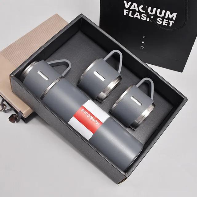 3 Pcs Durable Stainless Steel Vacuum Flask Set – Compact Design for Everyday Use