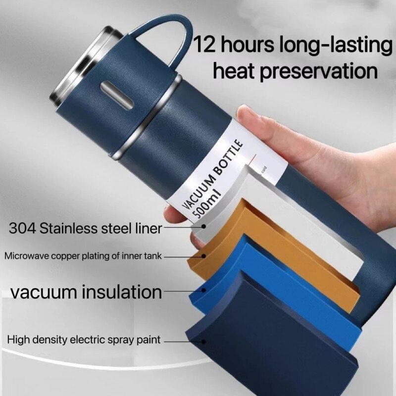 3 Pcs Durable Stainless Steel Vacuum Flask Set – Compact Design for Everyday Use
