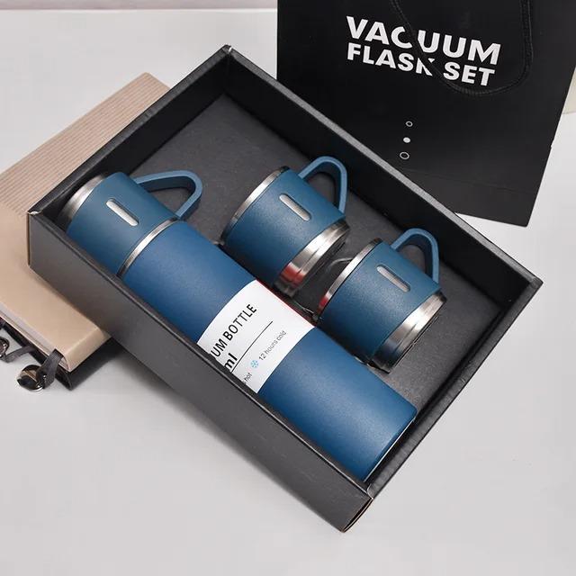3 Pcs Durable Stainless Steel Vacuum Flask Set – Compact Design for Everyday Use