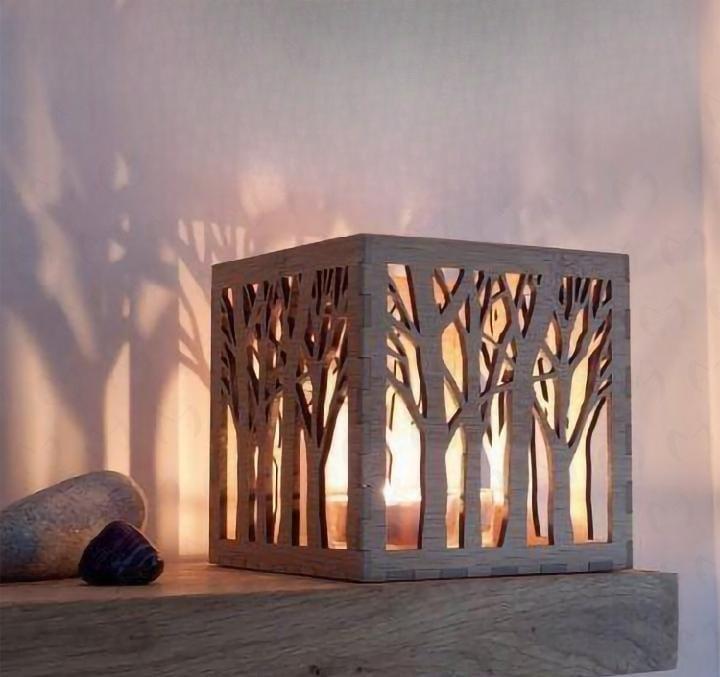 Tree Design Laser Cut Wooden Table Lamp