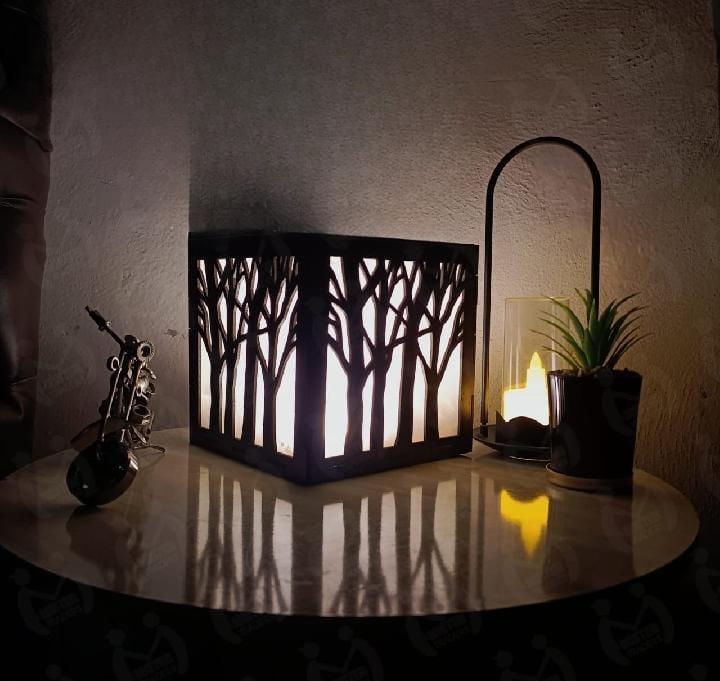 Tree Design Laser Cut Wooden Table Lamp