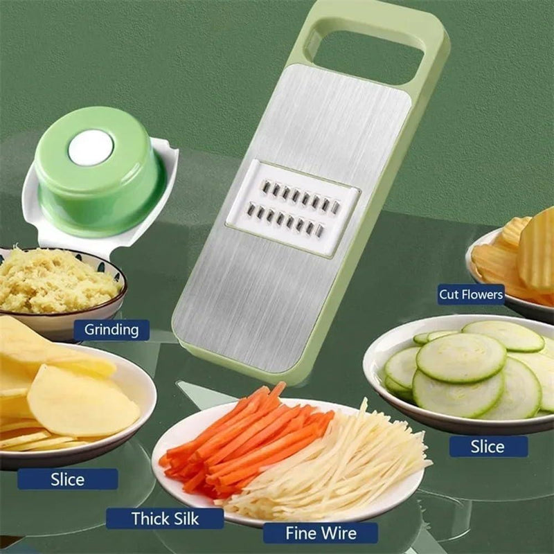 Compact Manual Food Chopper - 5 Pcs Kitchen Essential for Easy Meal Prep