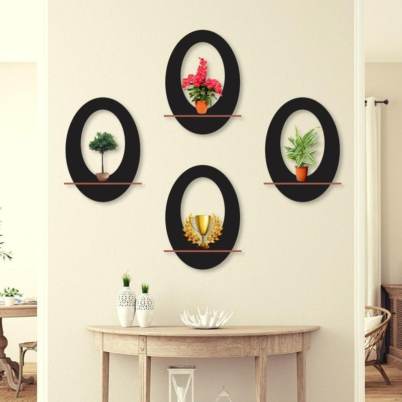 Oval Wall Hanging Shelves, Pack of 4