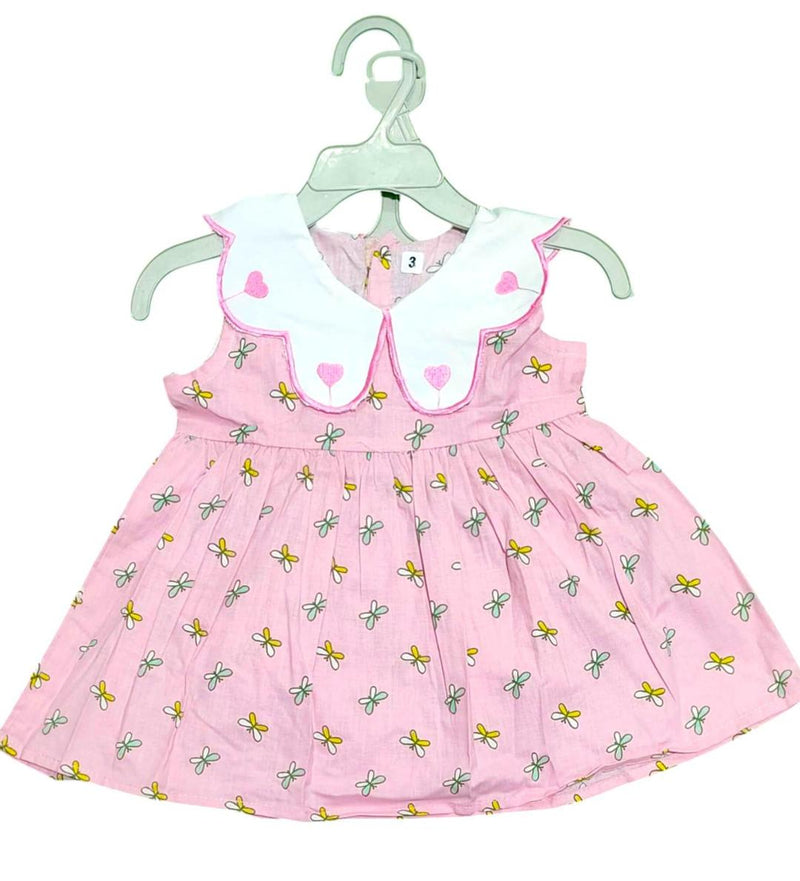 Charming Printed Cotton Frock for Baby Girls - 2 Pcs