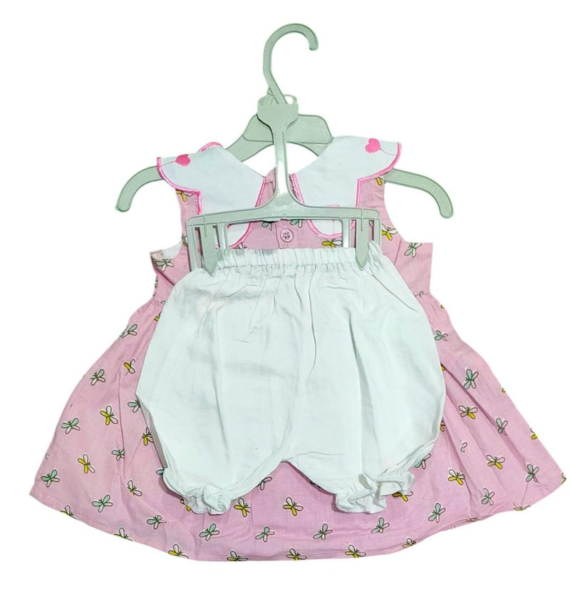 Charming Printed Cotton Frock for Baby Girls - 2 Pcs